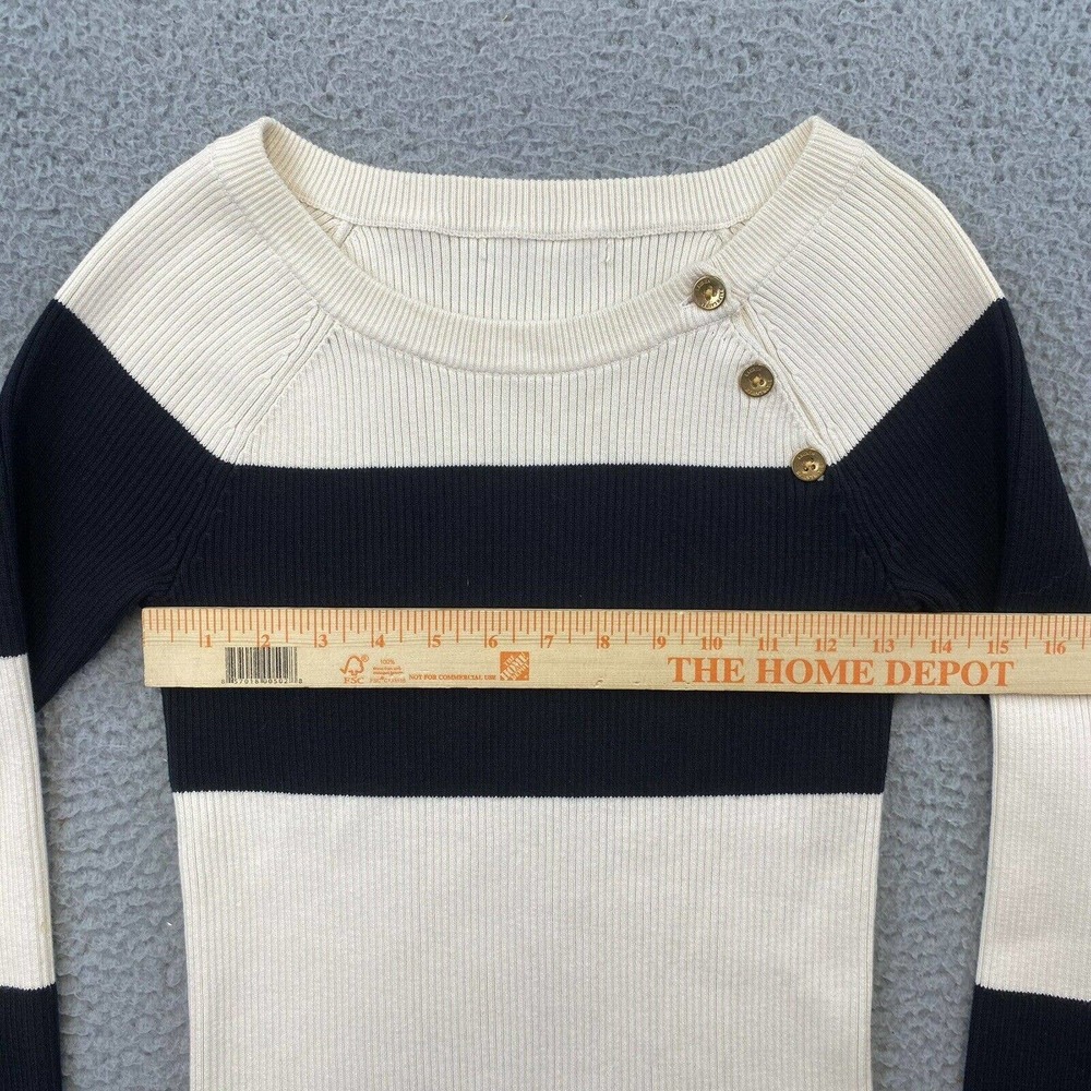 Lauren Ralph Lauren Color Block Gold Buttons Pullover Sweater Medium Long Sleeve - Picture 3 of 6
